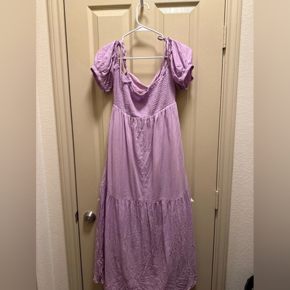 Lavender Puff Sleeve Maxi Dress